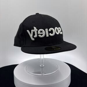 The Society Backwards Fitted Hat in Black Size 7-5/8
